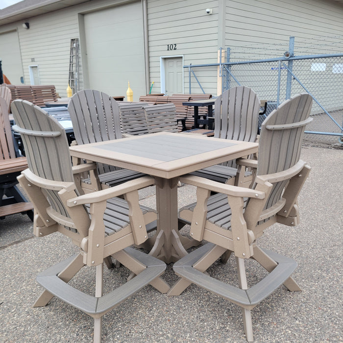 5pc Bar Height Outdoor Dining Set - Square Table and Lumbar Fan Chairs