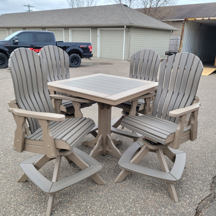 5pc Bar Height Outdoor Dining Set - Square Table and Lumbar Fan Chairs