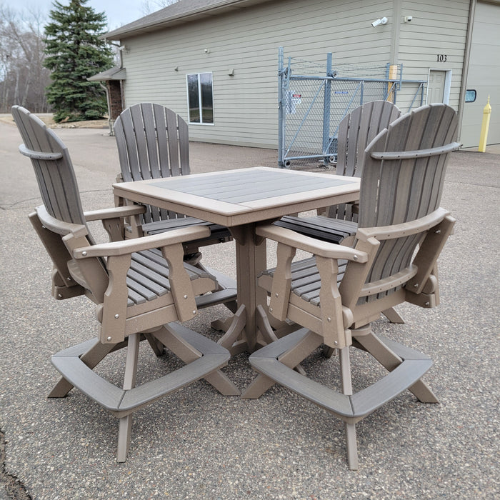 5pc Bar Height Outdoor Dining Set - Square Table and Lumbar Fan Chairs
