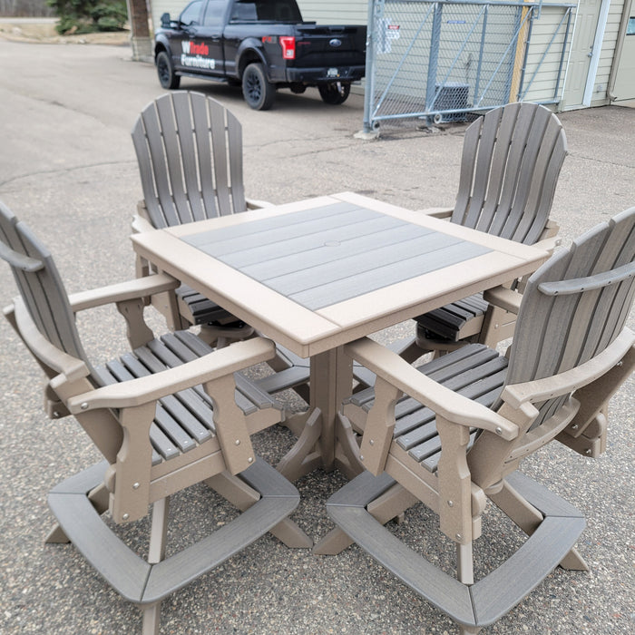 5pc Bar Height Outdoor Dining Set - Square Table and Lumbar Fan Chairs