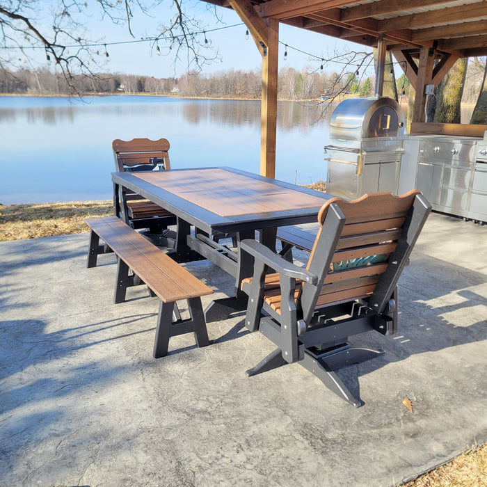 4pc Poly Dining Set with Swivel Chairs & Benches