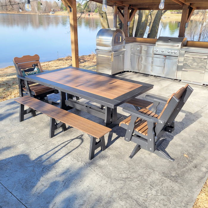 4pc Poly Dining Set with Swivel Chairs & Benches