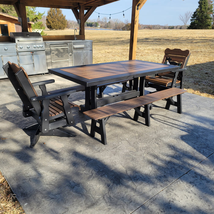4pc Poly Dining Set with Swivel Chairs & Benches
