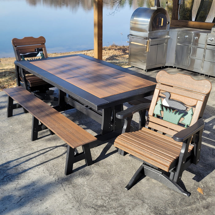 4pc Poly Dining Set with Swivel Chairs & Benches