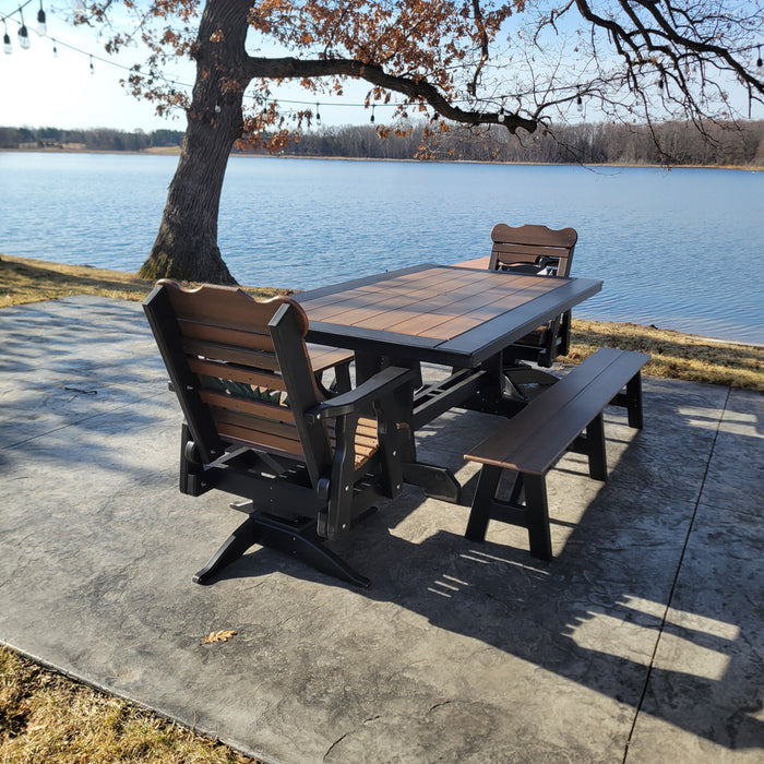 4pc Poly Dining Set with Swivel Chairs & Benches