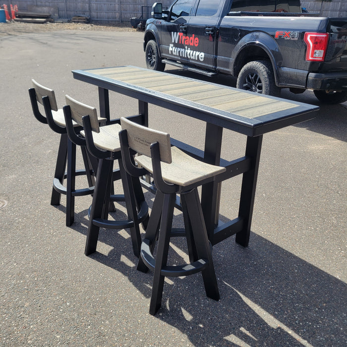 Outdoor Buffet Dining Set with 3 Swivel Stools