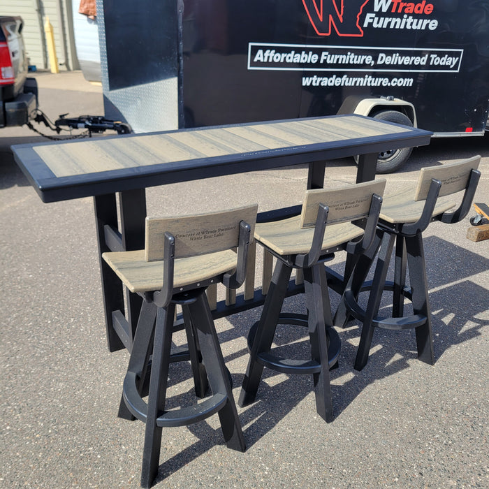 Outdoor Buffet Dining Set with 3 Swivel Stools