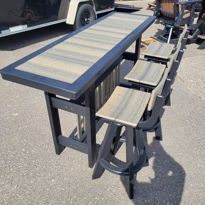 Outdoor Buffet Dining Set with 3 Swivel Stools