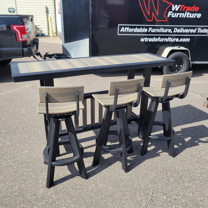 Outdoor Buffet Dining Set with 3 Swivel Stools