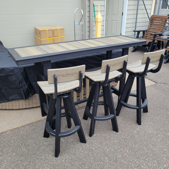 Outdoor Buffet Dining Set with 3 Swivel Stools