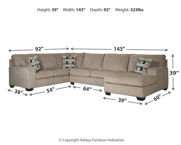 Ashely Ballinasloe 3-Piece Sectional with Chaise