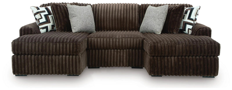 Midnight-Madness Double Chaise Sectional - Chocolate