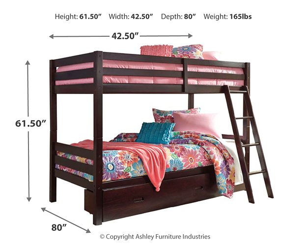 Halanton Youth Bunk Bed with 1 Large Storage Drawer