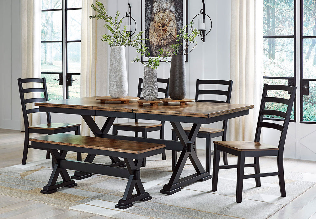 Ashley Wildenauer Dining Room Set - 4 Chairs & Bench