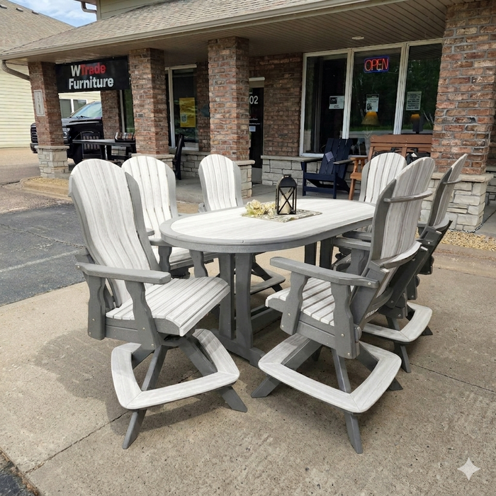 7pc Bar/Counter Height Outdoor Poly Swivel Dining Set