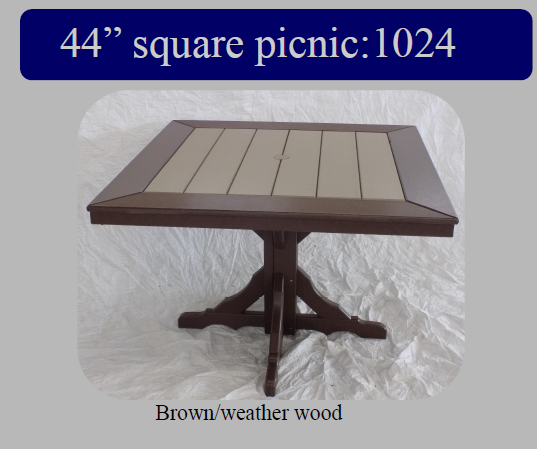 44" Square Picnic Table