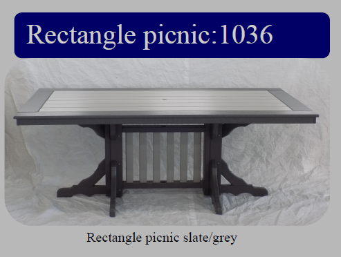 Rectangle Double Pedestal Base Picnic Table